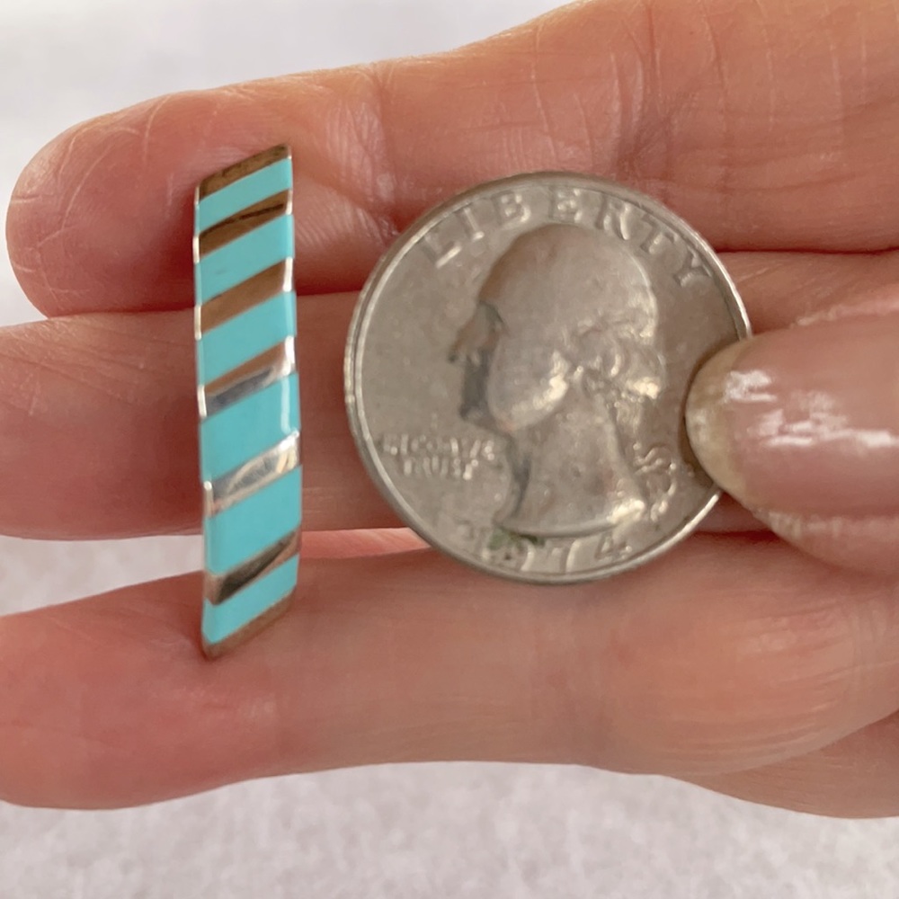 Turquoise & Sterling Earrings - Picture 2 of 5